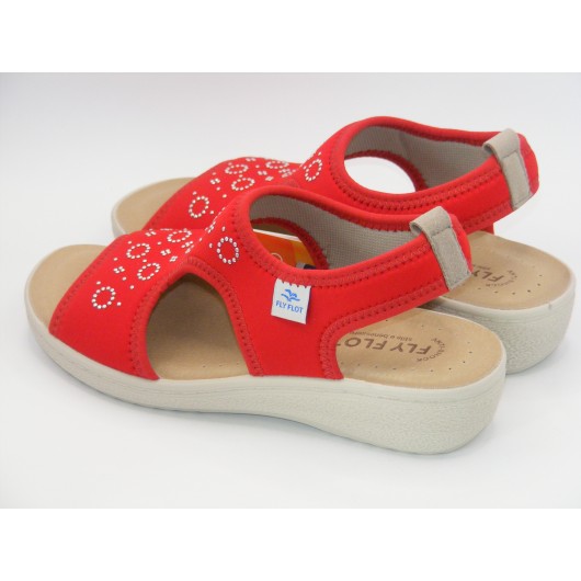 Damskie sandałki Fly Flot z elastycznego stretch w kolorze czerwonym – komfort i styl na co dzień