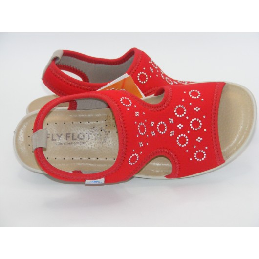 Damskie sandałki Fly Flot z elastycznego stretch w kolorze czerwonym – komfort i styl na co dzień