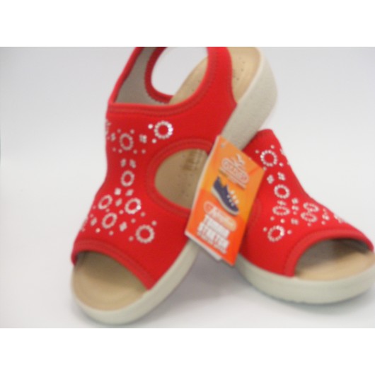 Damskie sandałki Fly Flot z elastycznego stretch w kolorze czerwonym – komfort i styl na co dzień