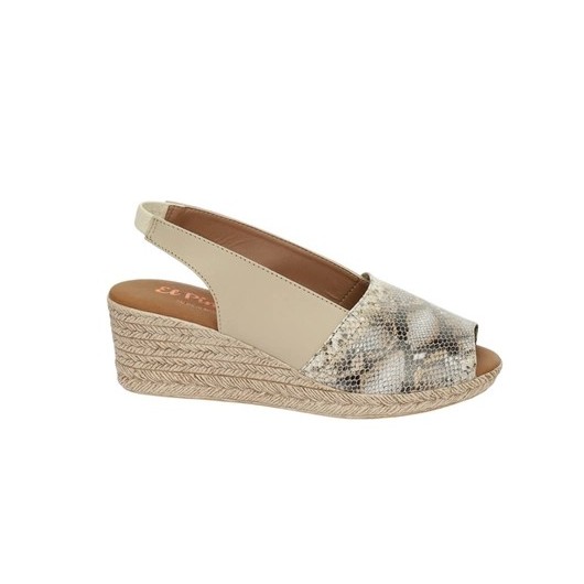 Skórzane hiszpańskie sandały na słomkowej koturnie zabudowane El Pimpi