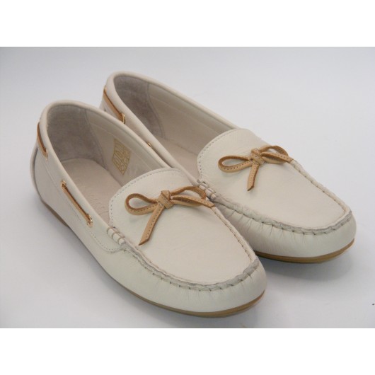 Damskie skórzane wygodne mokasyny Ravini beżowe