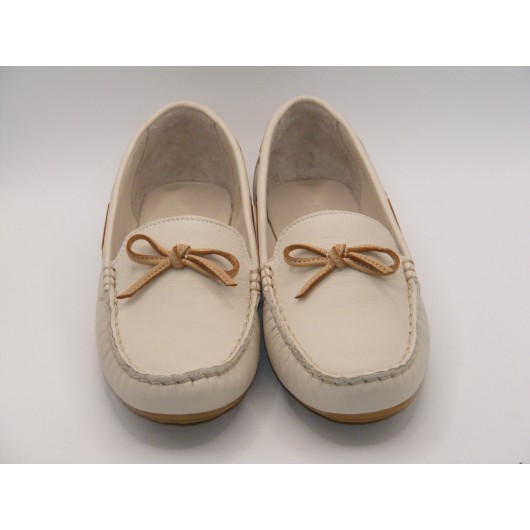 Damskie skórzane wygodne mokasyny Ravini beżowe
