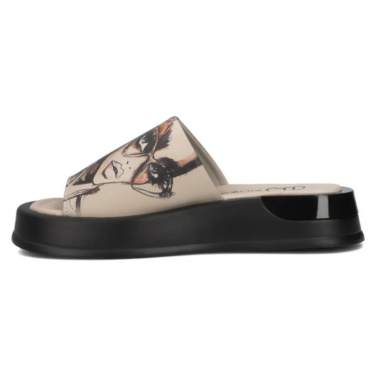 Klapki damskie skórzane Filippo na paltformie