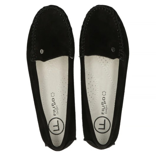 Skórzane mokasyny Filippo DP2037/25 BK czarne