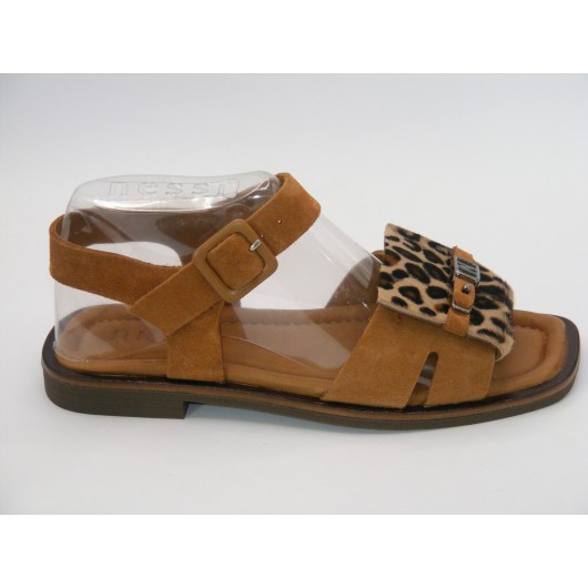 Zamszowe sandały Ravini brązowe z panterką – styl i wygoda na lato