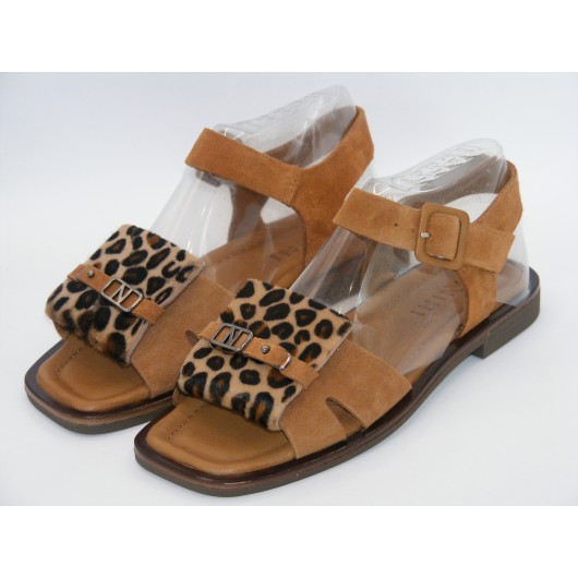 Zamszowe sandały Ravini brązowe z panterką – styl i wygoda na lato