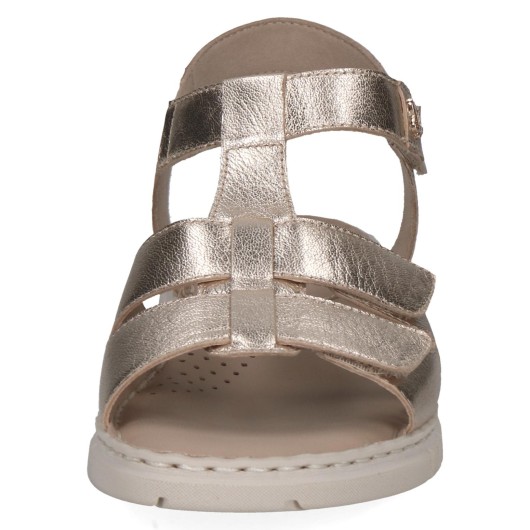 Złote sandały Caprice 9-28102-44 – skórzane i wygodne z technologią „Walking on Air”