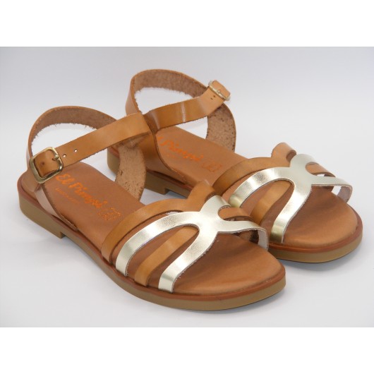 Brązowe skórzane sandały El Pimpi – hiszpańskie, płaskie i wygodne