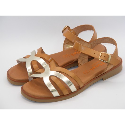 Brązowe skórzane sandały El Pimpi – hiszpańskie, płaskie i wygodne