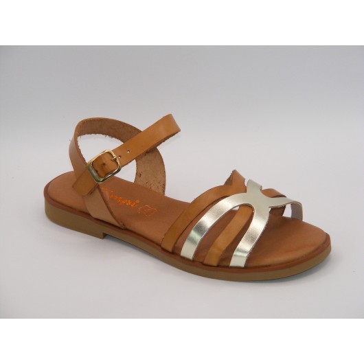 Brązowe skórzane sandały El Pimpi – hiszpańskie, płaskie i wygodne