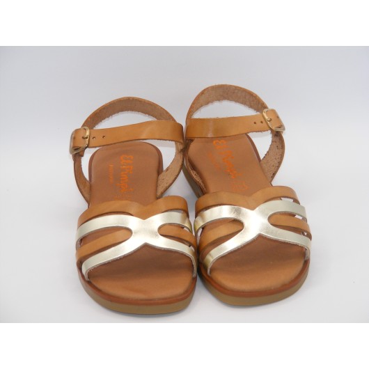 Brązowe skórzane sandały El Pimpi – hiszpańskie, płaskie i wygodne