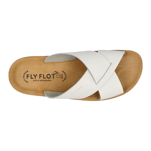 Fly Flot 77 J01 WC – białe skórzane klapki zdrowotne, wygodne i profilowane