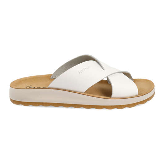 Fly Flot 77 J01 WC – białe skórzane klapki zdrowotne, wygodne i profilowane