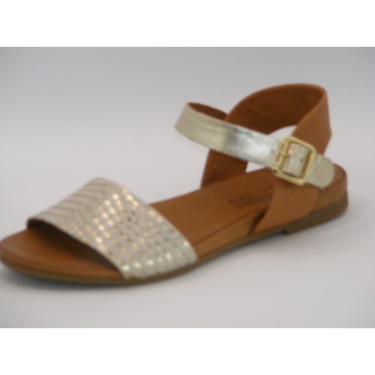 Skórzane sandałki Loretta Vitale – brązowo-złote, eleganckie i wygodne na lato do roz.42