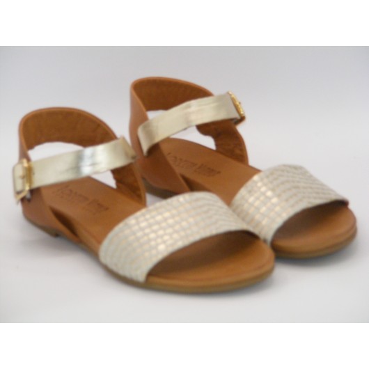 Skórzane sandałki Loretta Vitale – brązowo-złote, eleganckie i wygodne na lato do roz.42