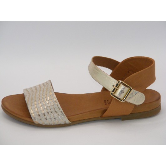 Skórzane sandałki Loretta Vitale – brązowo-złote, eleganckie i wygodne na lato do roz.42