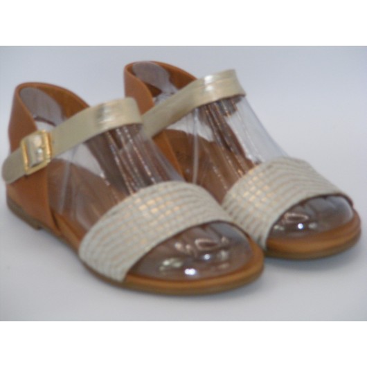 Skórzane sandałki Loretta Vitale – brązowo-złote, eleganckie i wygodne na lato do roz.42