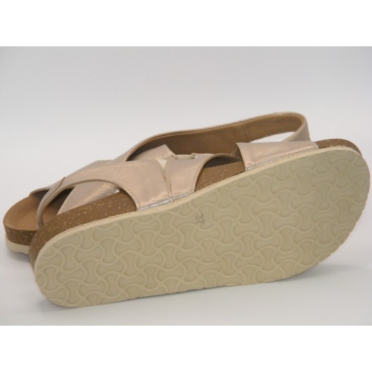 Platynowe sandały damskie Brodacz – skórzane, płaskie, z wygodnym fusbetem