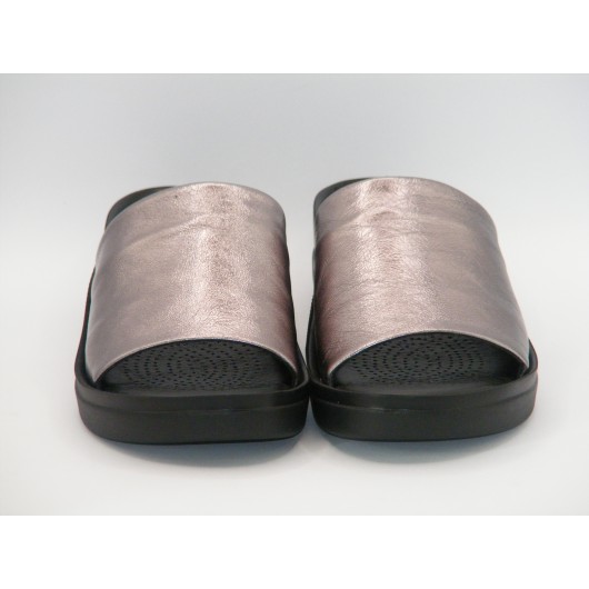 Jaromin klapki damskie skórzane srebrne – elegancja i wygoda na lato