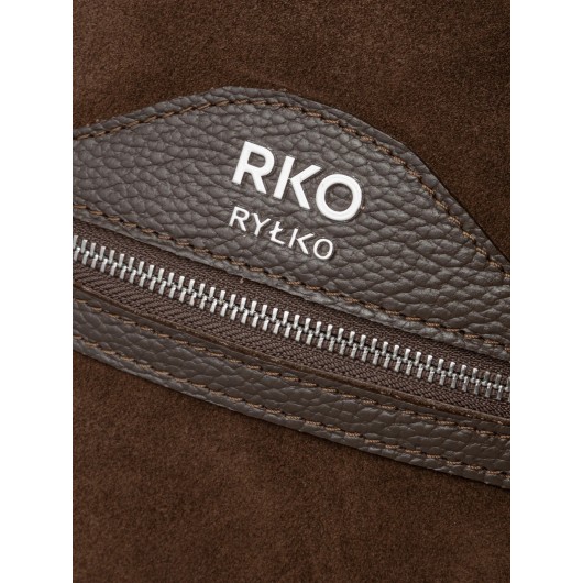 Brązowy plecak Ryłko średniej wielkości z łączonych skór