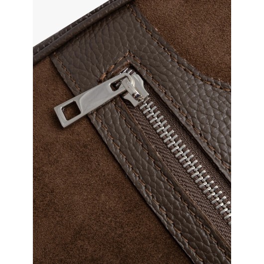 Brązowy plecak Ryłko średniej wielkości z łączonych skór