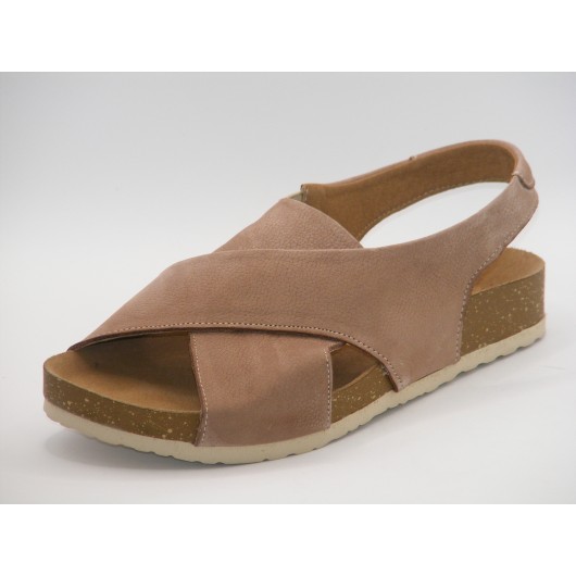 Jaromin sandały damskie skórzane na fusbecie – ciemny beż, komfort i styl na lato