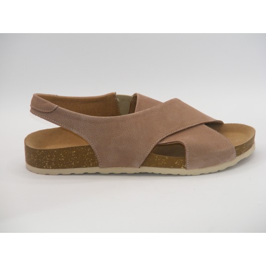 Jaromin sandały damskie skórzane na fusbecie – ciemny beż, komfort i styl na lato