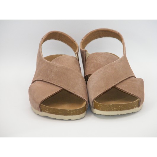 Jaromin sandały damskie skórzane na fusbecie – ciemny beż, komfort i styl na lato