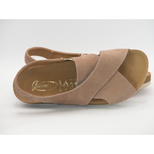 Jaromin sandały damskie skórzane na fusbecie – ciemny beż, komfort i styl na lato