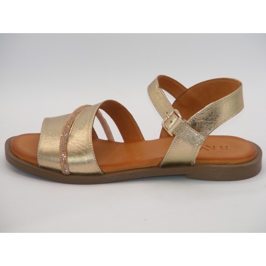 Złote skórzane sandałki Ravini – subtelny blask i wygoda każdego dnia