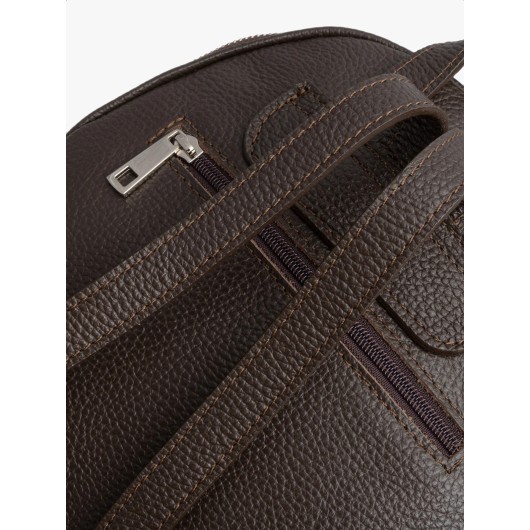 Brązowy plecak Ryłko średniej wielkości z łączonych skór