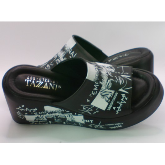 Klapki damskie skórzane na wysokim koturnie Tazani – Styl i Komfort na Nowym Poziomie