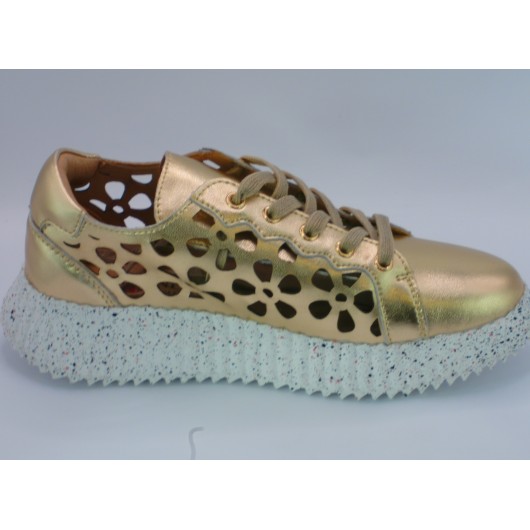 Buty damskie sportowe złote na platformie Tazani– styl i komfort w jednym