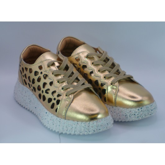 Buty damskie sportowe złote na platformie Tazani– styl i komfort w jednym