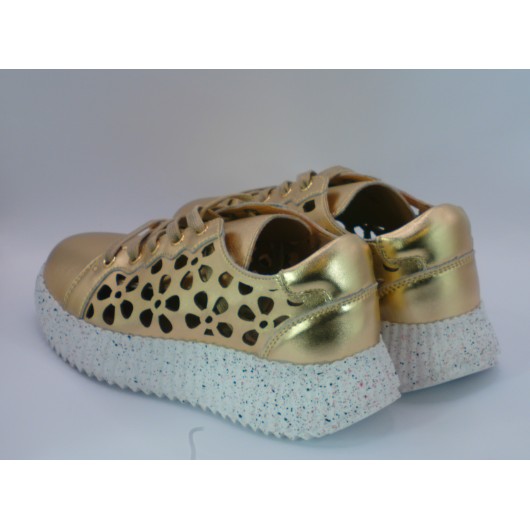 Buty damskie sportowe złote na platformie Tazani– styl i komfort w jednym
