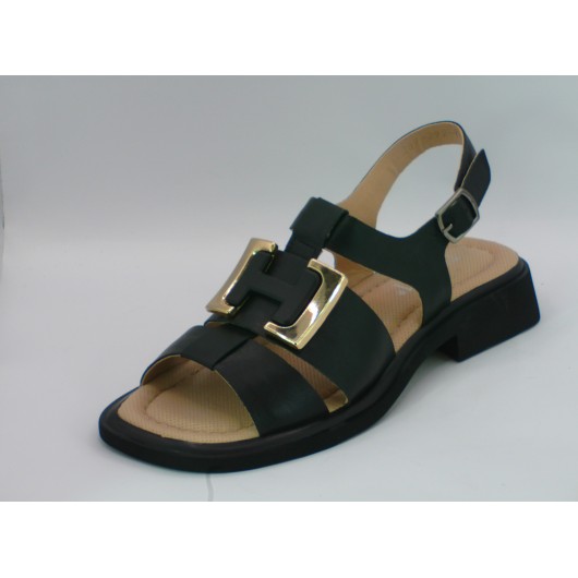 Sandały damskie Tazani skórzane czarne na niskim obcasie – elegancja i wygoda w letnim wydaniu