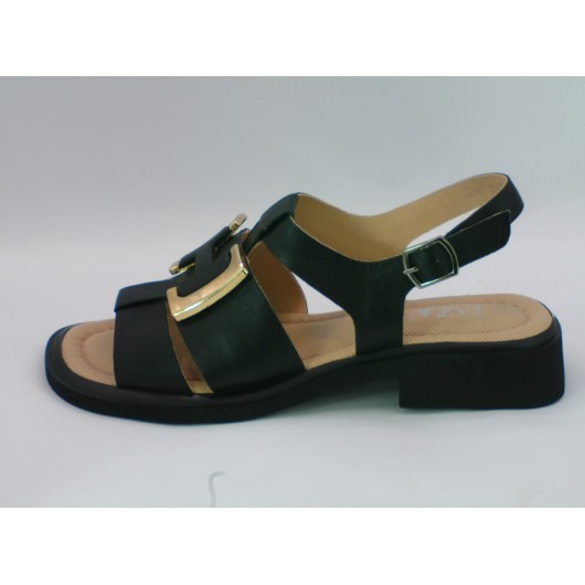 Sandały damskie Tazani skórzane czarne na niskim obcasie – elegancja i wygoda w letnim wydaniu