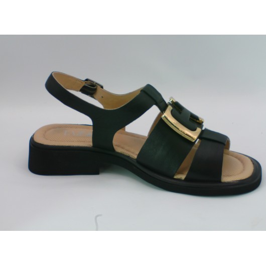 Sandały damskie Tazani skórzane czarne na niskim obcasie – elegancja i wygoda w letnim wydaniu