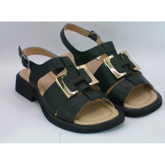 Sandały damskie Tazani skórzane czarne na niskim obcasie – elegancja i wygoda w letnim wydaniu