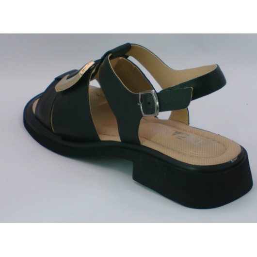 Sandały damskie Tazani skórzane czarne na niskim obcasie – elegancja i wygoda w letnim wydaniu