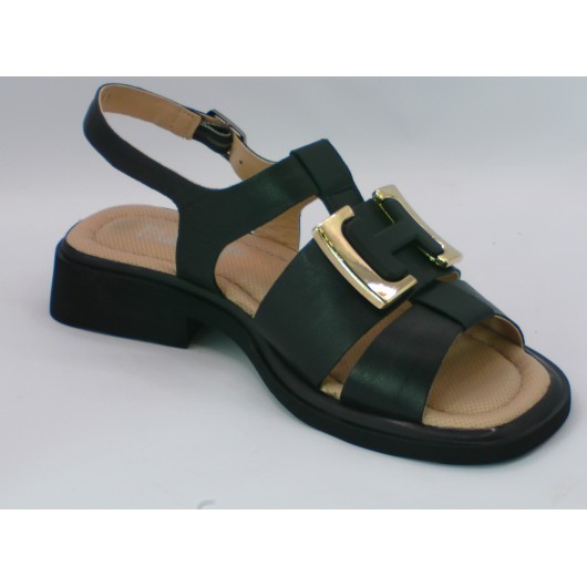 Sandały damskie Tazani skórzane czarne na niskim obcasie – elegancja i wygoda w letnim wydaniu