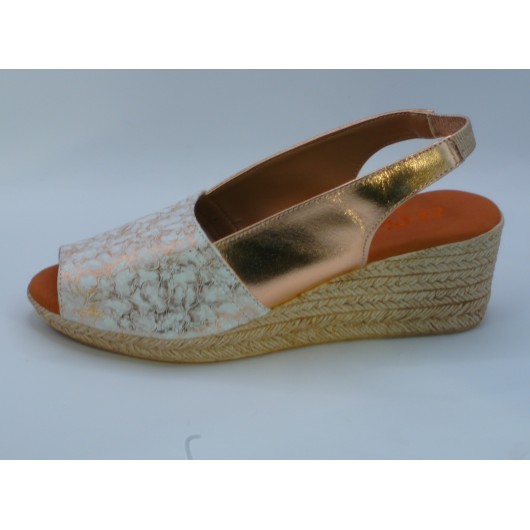 El Pimpi – Hiszpańskie sandałki na koturnie  Skóra naturalna