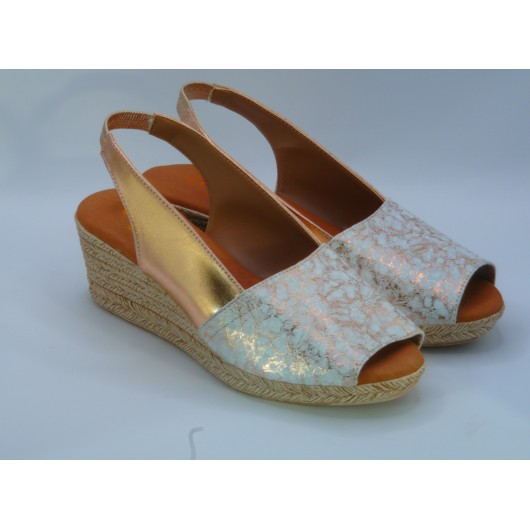 El Pimpi – Hiszpańskie sandałki na koturnie  Skóra naturalna