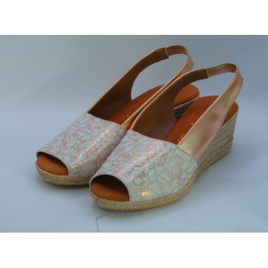 El Pimpi – Hiszpańskie sandałki na koturnie  Skóra naturalna