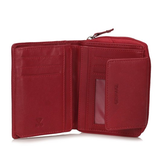 Praktyczny damski portfel T635 skórzany czerwony