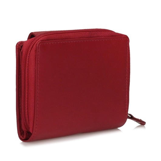 Praktyczny damski portfel T635 skórzany czerwony