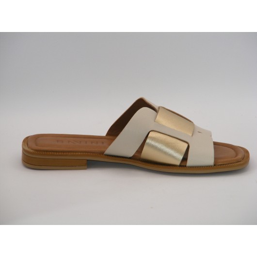 Klapki damskie skórzane Ravini 500 1761 beżowo-złote ● HIT na lato!