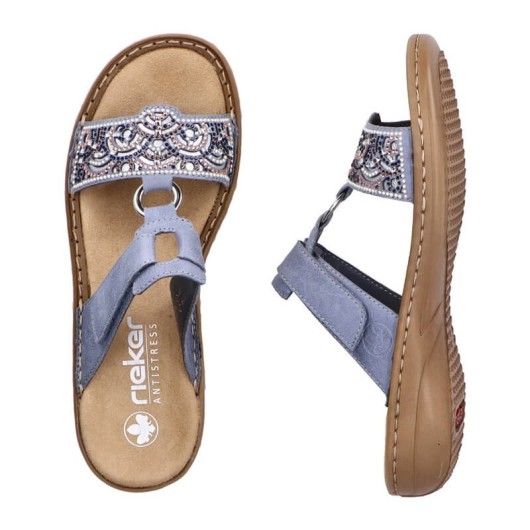 Klapki damskie Rieker 608K2-12 Blue – komfort i styl na lato