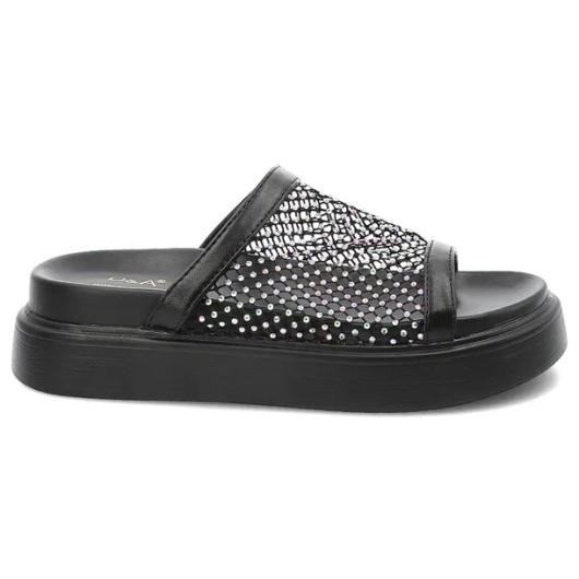 Czarne klapki damskie D&A z siatki na platformie – styl, wygoda i przewiewność na lato