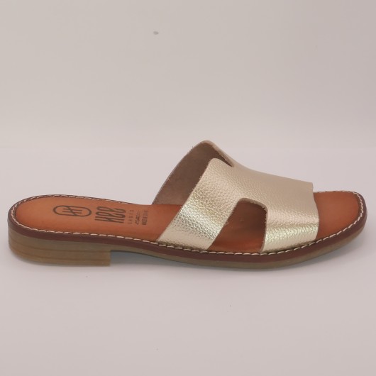 ✨ Klapki damskie skórzane złote HEE – hiszpański styl i komfort